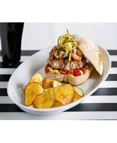 Hamb&uacute;rguer de Isca de Peixe e Camar&atilde;o